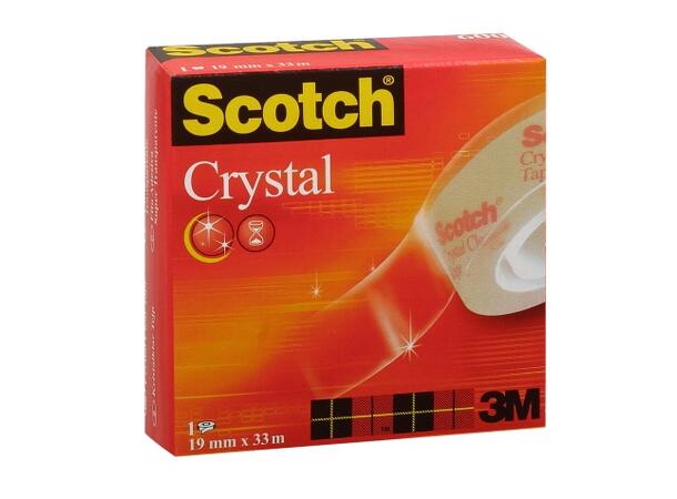 Tape SCOTCH® Crystal 60019mmx33m Krystallklar kontortape fra 3M 